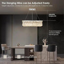 Siljoy 6-Light Modern Crystal Chandelier for Dining Room, Rectangular K9 Crystal Raindrop Chandelier, Rectangle Pendant Ceiling Light Fixture for Living Room Kitchen Island L31.5'' x W10'' x H10'' by CozyNest Decor