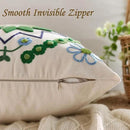 Embroidered Throw Pillow Cover 18x18 Classic Boho Floral Pattern Pillows Cover Outdoor Decorative Pillowcase,Durable Cozy Textured Cushion Case for Sofa Couch Bed Living Room,Green by CozyNest Decor