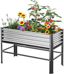Doniks Raised Garden Bed with Legs, 48×24×32in Large Outdoor Metal Galvanized Garden Planting Box, 600lb Capacity for Vegetables Lawn Green Flowers, Fruits, Terrace
