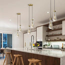 Brass Raindrop Pendant Lights Kitchen Island 2-Light, Cluster Gold Pendant Light Fixture for Bedroom, Dimmable Dining Room Light Fixture Hanging Pendant Lighting Ceiling Chandelier for Foyer by CozyNest Decor