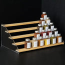 nianfeng Tiered Spice Rack, 5-Tier Spice Pantry Kitchen Cabinet Organizer, 19.9-Inch, Natural Wood Acrylic Stair Riser Stand, Countertop Seasoning Shelf by CozyNest Decor