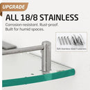 KES Glass Corner Shelf for Bathroom Corner Shelf 2 Pack Tempered Glass Shelf with Rail SUS 304 Stainless Steel Wall Mounted Brushed Finish, BGS2101A-2-P2 by CozyNest Decor