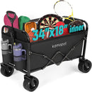 Large Collapsible Wagon Foldable for Beach, Yard, Grocery, Park, 34" x 18" Inner Storage. 300lb Heavy Duty Folding Utility Wagon on Big Wheels for Sand, Durable w/Cupholders by GreenHaven Gardens