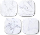 𝐋𝐮𝐱𝐮𝐫𝐲 𝐈𝐭𝐚𝐥𝐢𝐚𝐧 100% Marble Tile Coasters – Set of 4 – Square Modern Bar Coasters for Drinks, Coffee –Stone Holder for Home Décor, Housewarming Gifts (Carrara White) by CozyNest Decor