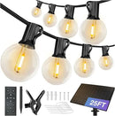 DAYBETTER 25FT Solar String Lights for Outside Waterproof with Remote,12 LED Shatterproof Bulbs Dimmable&Timer, Solar Patio Lights 3 Installation(Clips/Stakes/Nails) for Outdoor Porch Garden Market by GreenHaven Gardens