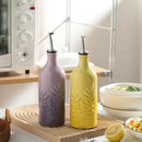 Sweejar Ceramic Olive Oil Dispenser Bottle, 20 Oz Relief Opaque Oil Cruet Protects To Reduce Oxidation, Suitable for Storage Soy Sauce, Coffee Syrup, Liquids, Set of 1 (Gradient Purple) by CozyNest Decor