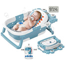 Collapsible Baby Bathtub for Newborns to Toddler with Real-time Temp Monitor & Floating Cushion,Portable Travel Tub for 0-36 Month, Foldable Baby Bath Tub for Infants Boy (Light Blue) by TinyTreasures Baby Boutique