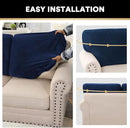 PrinceDeco Sectional Couch Covers Velvet Cushion Covers for Sectional Couch Washable Cushion Covers for Sectional Sofa Pet Friendly Sectional Sofa Slipcovers(1 Chaise Back+ 3 Sofa Back,Navy) by CozyNest Decor