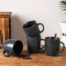 famiware Coffee Mugs Set of 4, Ocean Square 13oz Coffee Cup Set with Handle for Cocoa, Milk, Hot Chocolate, Tea, Water, Stoneware Cups for Kitchen, Microwave and Dishwasher Safe, Matte Black by CozyNest Decor