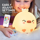 Lumipets Remote Control Silicone Night Light for Kids - Chick Design with 9 Soft Colors & Sleep Timer - Rechargeable, Battery-Operated Lamp for Bedroom | Baby Nursery, Toddler, Girls, Boys by TinyTreasures Baby Boutique