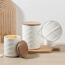 Sweejar Ceramic Canisters Sets for Kitchen Countertop, Relief Food Storage Jar with Bamboo Lid, Stackable Container for Flour, Coffee, Pasta, Cereal, Tea, Sugar, Spices, Pack of 4 (Walnut White) by CozyNest Decor