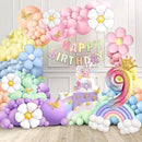 Pastel 219Pcs Daisy Balloon Garland Kit & Arch - 18 10 5 Inch Pastel Rainbow Balloons for 9th Birthday Girl by TinyTreasures Baby Boutique