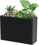 Tall Metal Cube Planter for Outdoor Plants 30" L x 12" W x 24" H, Heavy Duty Steel Large Planter Box with Removable Insert Shelf, Modern Décor for Tall Plants, Trees, Flowers (Black) by CozyNest Decor