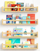 Forbena Natural Wood Nursery Bookshelves for Wall, 24 Inches Long Floating Book Shelves, Wall Mounted Bookcase for Baby Teen Girl Boy Kids Room Bedroom, Playroom Organizer, Bathroom Decor (4-Pack) by TinyTreasures Baby Boutique