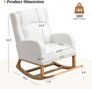 Rocking Chair Nursery, Nursing Rocking Chairs for Mom Nursery, Comfy Wingback Glider Rocking Armchair with Foot Rest and Side Pocket for Nursery Living Room Bedroom, Teddy White by TinyTreasures Baby Boutique