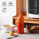 Sweejar Large Olive Oil Dispenser Bottle with Spout, 24 Oz Ceramic Oil Dispenser for Kitchen, Relief Opaque Cruet, Container for Cooking, EVOO, Vinegar, Pack of 1 (GradientOrange) by CozyNest Decor