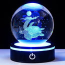 YWHL 3D Sea Turtle Crystal Ball Figurine with LED Base Laser Sea Turtle Gifts for Women Men on Christmas Birthday Decorative Turtle Ball Sea Turtle Glass Globe Night Light for Home Decor (80mm) by GreenHaven Gardens
