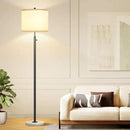 Nintiue Dimmable Floor Lamp for Living Room, 11W LED Bulb Included, Modern Standing Lamp with Marble Base, Tall Pole Light with White Linen Shade for Bedroom Reading Office Corner Nursery-Black by CozyNest Decor