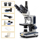 Swift SW350T Compound Trinocular Microscope,40X-2500X Magnification,Two-Layer Mechanical Stage,with 5.0 mp Camera and Software Windows/Mac Compatible and 5 PCS Prepared Slides and 5 PCS Blank Slides by TinyTreasures Baby Boutique