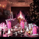 NURADA Flickering Flameless Candles: Built-in Star String Lights 3D Wick Acrylic Battery Operated LED Pillar Candles with Remote and Timer for Table Wedding Centerpieces Party 3 Pack Purple by CozyNest Decor