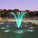 HALF OFF PONDS Floating Fountain – 1/3 HP Pond Aerator, 100' Cord – 5,200 GPH Water Pump – 9 Spray Patterns - White LED Lights – Energy-Efficient - for Ponds & Water Gardens by GreenHaven Gardens