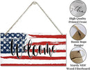 Welcome Decor Sign, Hanging Wood Sign Home Decorative, Printed Wood Wall Art Sign, American Flag Welcome Sign, Patriotic Home Decor, Front Door Decor Sign, Farmhouse Porch Wall Art Sign 12 * 6inch by CozyNest Decor