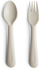 mushie Flatware Fork and Spoon Set For Kids | Made in Denmark (Ivory) by TinyTreasures Baby Boutique