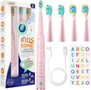 SEAGO Kids Electric Toothbrush, Sonic Soft Bristle Rechargeable Toothbrushes with DIY Stickers, 5 Modes, Includes 4 Replacement Brush Heads, Ages 3 to 12 Years Old (Pink) by TinyTreasures Baby Boutique