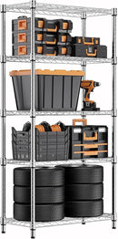 1250 lbs Steel Heavy Duty 5-Tier Utility Shelving Unit Steel Organizer Wire Rack for Home,Kitchen,Office,Chrome (13.7" D x 23.6" W x 62.4" H) by CozyNest Decor