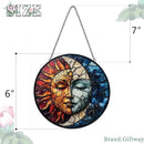 Sun and Moon Decor Suncatcher Stained Glass Window Hanging - Handmade Stained Glass Suncatchers Hanging Decoration with Metal Chain - Outdoor Garden Decor Gift for Women Christmas Thanksgiving Gifts by GreenHaven Gardens