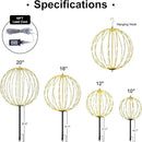 20IN Foldable Metal Frame Light Sphere - 200LED Hanging Tree and Pathway Light with Hook and Stake, UL Listed, White Frame, Warm White by GreenHaven Gardens