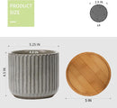 5.25 Inch Ceramic Plant Pots with Drainage Holes and Trays, Vertical Stripes Planter Pot with Saucers for Indoor Flowers, Succulent, Snake Plants, Cactus & Herbs, Grey-Green, Set of 4 by GreenHaven Gardens