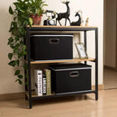 PRANDOM Large Foldable Storage Boxes with Lids [3-Pack] Fabric Collapsible Storage Bins Organizer Containers Baskets Cube with Cover for Home Bedroom Closet Office Nursery Black(17.7x11.8x11.8) by CozyNest Decor