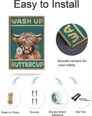 ALKB Highland Cow Sign Bathroom Wall Cow Painting for Western & Highland Cow Lovers - Funny Wash Up Sign 8 x 12 Inch by CozyNest Decor