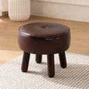Small Foot Stool Ottoman, Round Pouf Foot Rest, Footstool Ottomans with Rubber Legs Under Desk, Faux Leather Footrest for Couch, Living Room, Bedroom, Office, 13''L x 13''W x 10.2''H, Coffee by CozyNest Decor