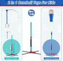 3-in-1 Baseball Set for Kids: Hanging Batting Tee + T Ball Stand Set Auto Ball Launcher for Toddlers & Youth Adjustable Height with 6 Balls 2 Bats Outdoor&Indoor Toys Sports Gifts for 3-12 Years Old by TinyTreasures Baby Boutique
