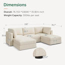 HONBAY Modular Sectional Sofa with Storage Corduroy U Shaped Sofa Modular Sectional Couches for Living Room,Beige by CozyNest Decor