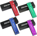 UPINS 4PCS Key of C 10 Hole 10 Tones Titanium Color Harmonica with Case for Beginner Students（Red, Blue, Green, Purple） by TinyTreasures Baby Boutique