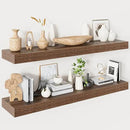 Heimlove 40 Inches Floating Shelves for Wall,9.3" Deep Walnut Long Floating Shelves Set of 2,Large Display Shelf & Storage Shelf,Wall Shelf for Bathroom Bedroom Living Room Kitchen Office by CozyNest Decor