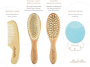 4 Piece Wooden Baby Hair Brush and Comb Set for Newborns & Toddlers in Chic Gift Box - Ultra Soft Natural Goat Hair and Wood Baby Brush Set Prevents Cradle Cap - Perfect Registry Gift (Blue) by TinyTreasures Baby Boutique