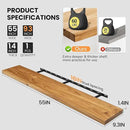Fun Memories Floating Shelves for Wall, 55"x9.3" Rustic Solid Elm Wood Shelves, Heavy-Duty Wall Mounted Shelves with Invisible Brackets for Living Room, Bedroom, Kitchen, Natural Finish by CozyNest Decor