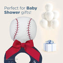 Bearington Baby Lil’ Slugger, 5.5 Inch Red, White and Blue Plush Stuffed Baby Baseball Soft Ring Rattle - Baseball Toys by TinyTreasures Baby Boutique