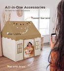 Play Tent with Mat, Star Light Large Kids Playhouse with Windows Easy to Wash, Indoor and Outdoor Play Tents for Kids, Little Dove Toys for Girls, Boys, 47x40x52 (Brown Playhouse, Large Size) by TinyTreasures Baby Boutique