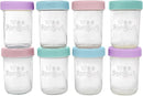 WeeSprout Baby Food Storage Glass Jars w/Lids (8 oz, 8 Pack) Pastel Variety, Snack, Reusable Small Containers, Fridge or Freezer, Microwave & Dishwasher Safe, Essentials for Infants by TinyTreasures Baby Boutique