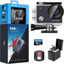 AKASO V50X Native 4K30fps WiFi Action Camera with EIS Touch Screen 4X Zoom 131 feet Waterproof Camera Support External Mic Remote Control with Helmet Accessories (with 64GB MicroSD Card) by TinyTreasures Baby Boutique