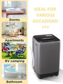 17.7 lbs Full-Automatic Washing Machine with LED Display, Portable Compact Laundry Washer with Drain Pump, 10 Wash Programs 8 Water Levels, Grey by CozyNest Decor