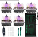 NAMOTEK 5 Pack Seed Starter Tray with Heat Mat and Grow Light Humidity Domes, 60 Cell Trays Germination Station Cloning Kit by GreenHaven Gardens