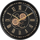 CLXEAST 24 Inch Wall Clock with Moving Gears, Black Gold Roman Numeral Wall Clocks for Modern Farmhouse Living Room Decor,House Warming Gifts New Home by CozyNest Decor