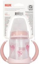 NUK Learner Cup, 5 Oz, Pack of 2, Pink Hearts, Soft Spout, Easy-Grip Handles, BPA Free, Spill Proof, Transition Sippy Cup by TinyTreasures Baby Boutique
