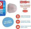 Chrome Cherry SqueezMe Self-Closing Toothpaste Caps, Silicone Lid for Kids & Adults, No Mess Toothpaste Dispenser, Easy Squeezer Cap for Tubes, Bathroom Accessory, Glitter, Pack of 6 by CozyNest Decor